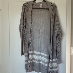 Gray and white cardigan